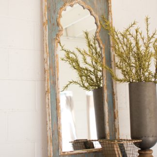 painted wooden mirror with mihrab