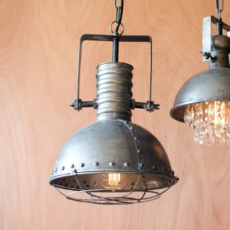 kalalou Metal Warehouse Pendant Light with Cage