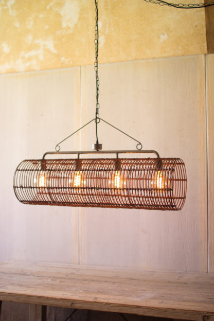 kalalou rustic metal and wicker pendant light