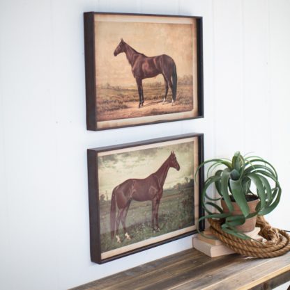 Framed Horse Prints Under Glass (Set of 2)