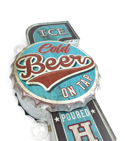 Cold Beer Reproduction Vintage Advertising Sign 2 - Image 3