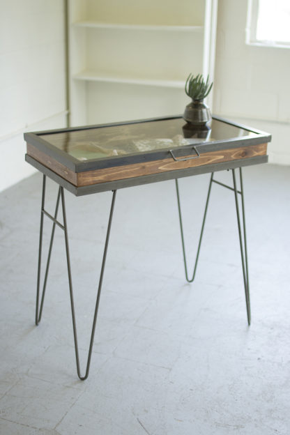 Display Table with Hinged Glass Top
