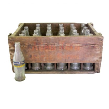 Vintage German Soda Bottles in Crate