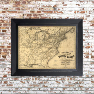 Distressed Southeast US Map Framed Print