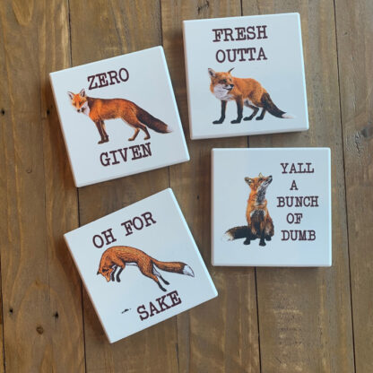 Stone Drink Coasters- Foxes (Set of 4)