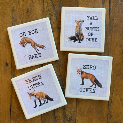 Stone Drink Coasters- Foxes (Set of 4)