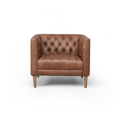 Williams Tufted Leather Chair- Washed Chocolate