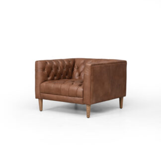 Williams Tufted Leather Chair- Washed Chocolate