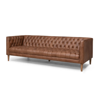 Williams Chocolate Tufted Leather Sofa (75")