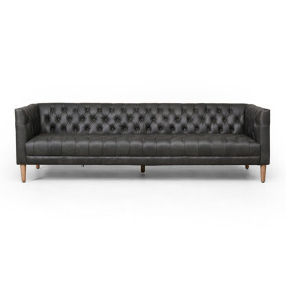 Williams Ebony Tufted Leather Sofa