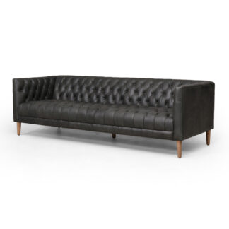 Williams Ebony Tufted Leather Sofa