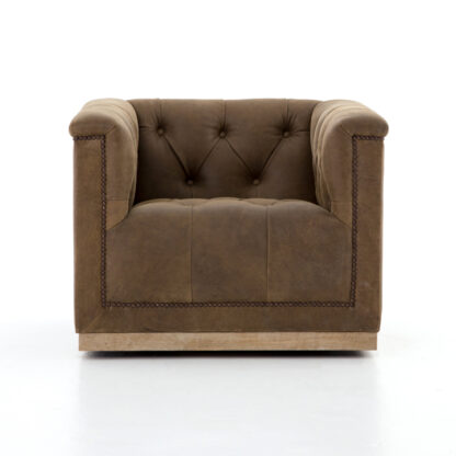 Maxx Leather Swivel Chair- Umber