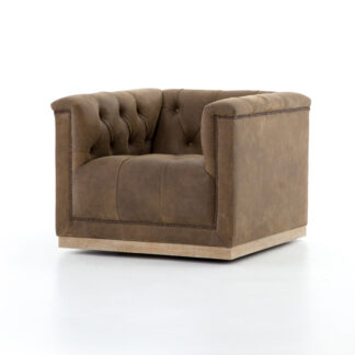 Maxx Leather Swivel Chair- Umber