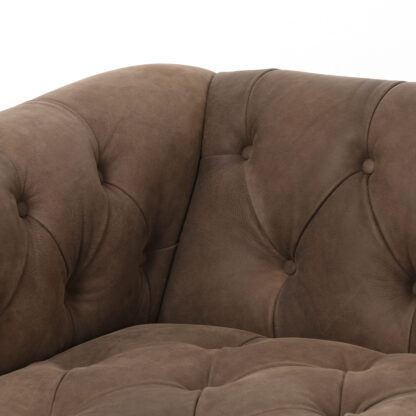 Maxx Umber Tufted Leather Sofa