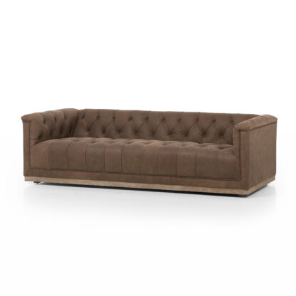 Maxx Umber Tufted Leather Sofa