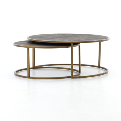 Shagreen Nesting Coffee Table- Antique Brass