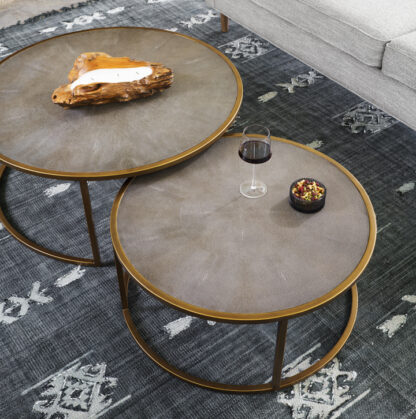 Shagreen Nesting Coffee Table- Antique Brass