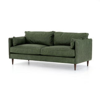 Reese Green Leather Sofa