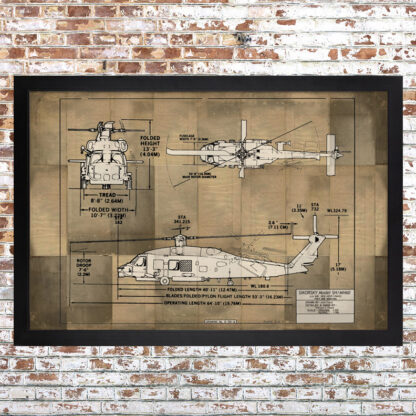 Helo Blueprint Framed Print Light Large