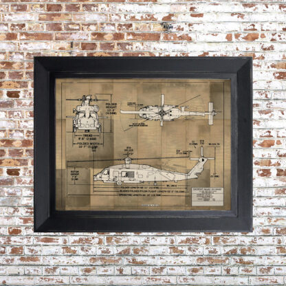 Helo Blueprint Framed Print Light Small