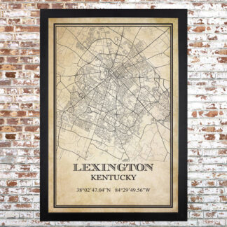 Distressed Lexington Map Print (Upgraded Frame)