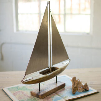 Wood and Iron Sailboat on Stand