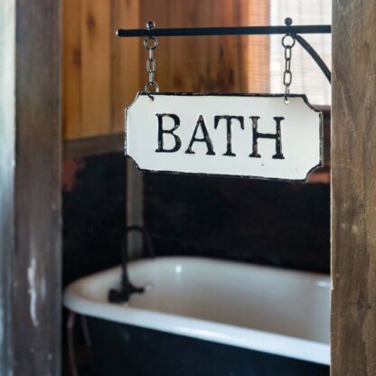 Metal Bath Sign w Hanging Bar