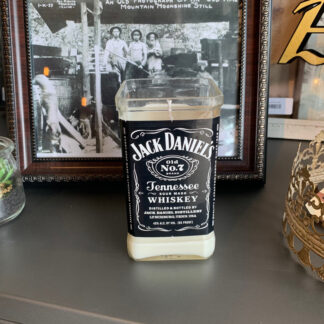 Recycled Jack Daniels Bottle Candle