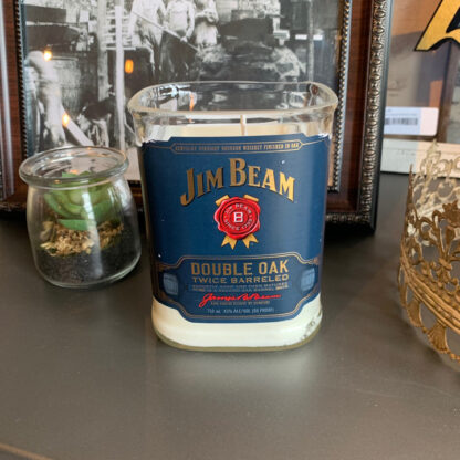 Recycled Jim Beam Double Oak Bottle Candle