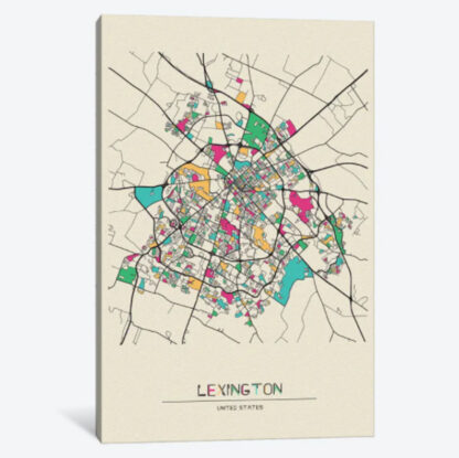 Lexington Map Framed Canvas Giclee