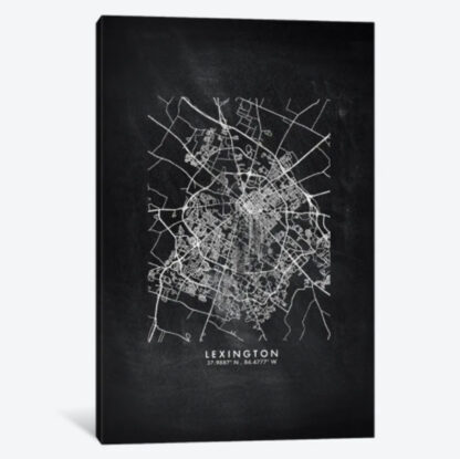 Lexington Chalkboard Map- Framed Canvas Giclee