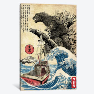 Orca In Japan Woodblock- Framed Canvas Giclee