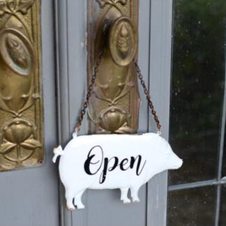Enamel Pig Open Closed Sign