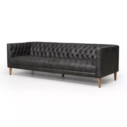 Williams Ebony Tufted Leather Sofa (90")