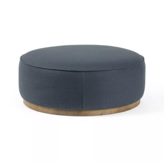 Sinclair Large Round Ottoman- Fresno Cobalt