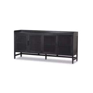 Caprice Sideboard- Black Wash Mango, Black Natural Cane