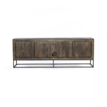 Kelby Open Media Console- Vintage Brown - Image 3