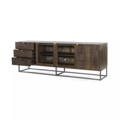 Kelby Open Media Console- Vintage Brown - Image 4