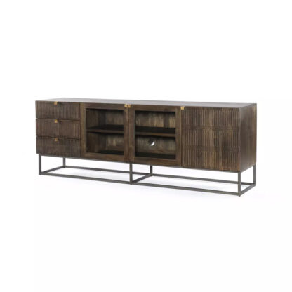 Kelby Open Media Console- Vintage Brown