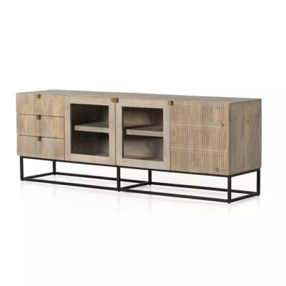 Kelby Open Media Console- Light Wash Mango