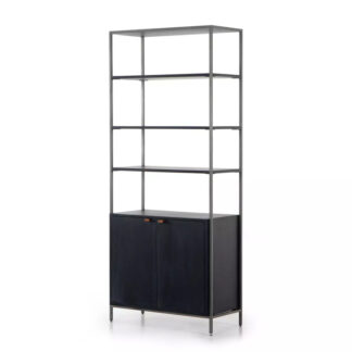 Trey Wide Bookcase- Black Wash Poplar