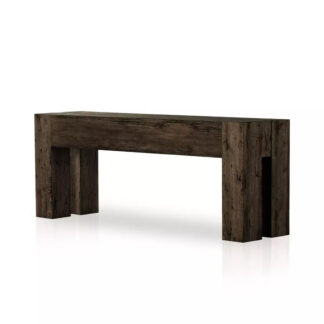 Abaso Console Table- Ebony Rustic Wormwood Oak