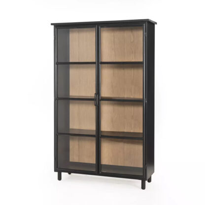 Sayward Cabinet- Black, Natural Oak Veneer