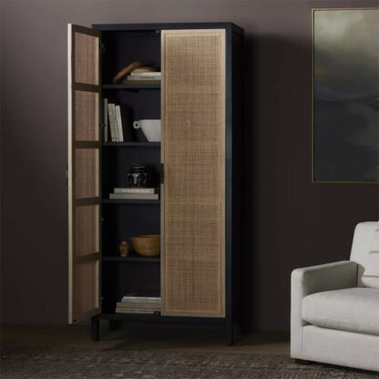 Caprice Tall Cabinet- Natural Cane, Black Wash - Image 4