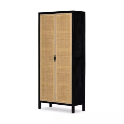 Caprice Tall Cabinet- Natural Cane, Black Wash