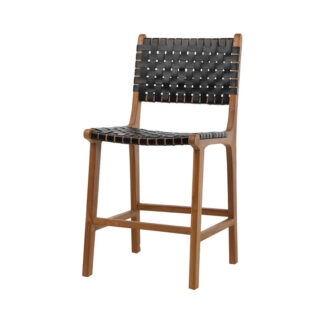 Dale Counter Stool- Black Leather/Natural Wood