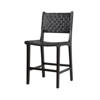 Dale Counter Stool- Black Leather/Dark Brown