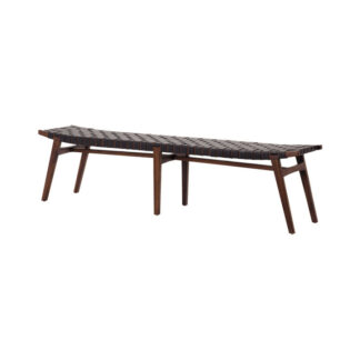 Camila Bench- Black Leather/Dark Brown Frame