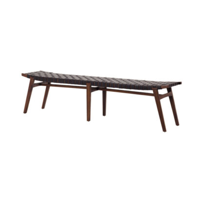 Camila Bench- Black Leather/Dark Brown Frame