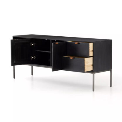 Trey Media Console- Black Wash Poplar - Image 4